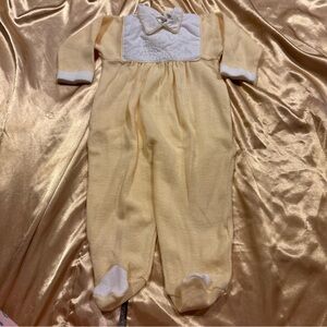 Vintage Mine Alone Yellow Footies Embroidered Home Size 6/9 months